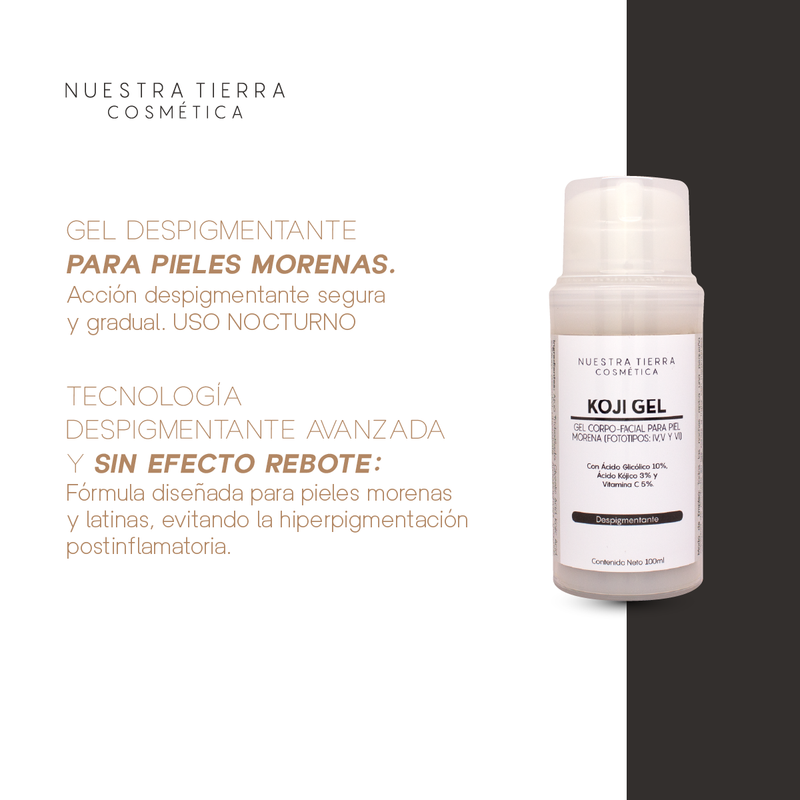 Koji Gel Despigmentante para piel morena con Ac. Glicolico, Kojico y Vit. C