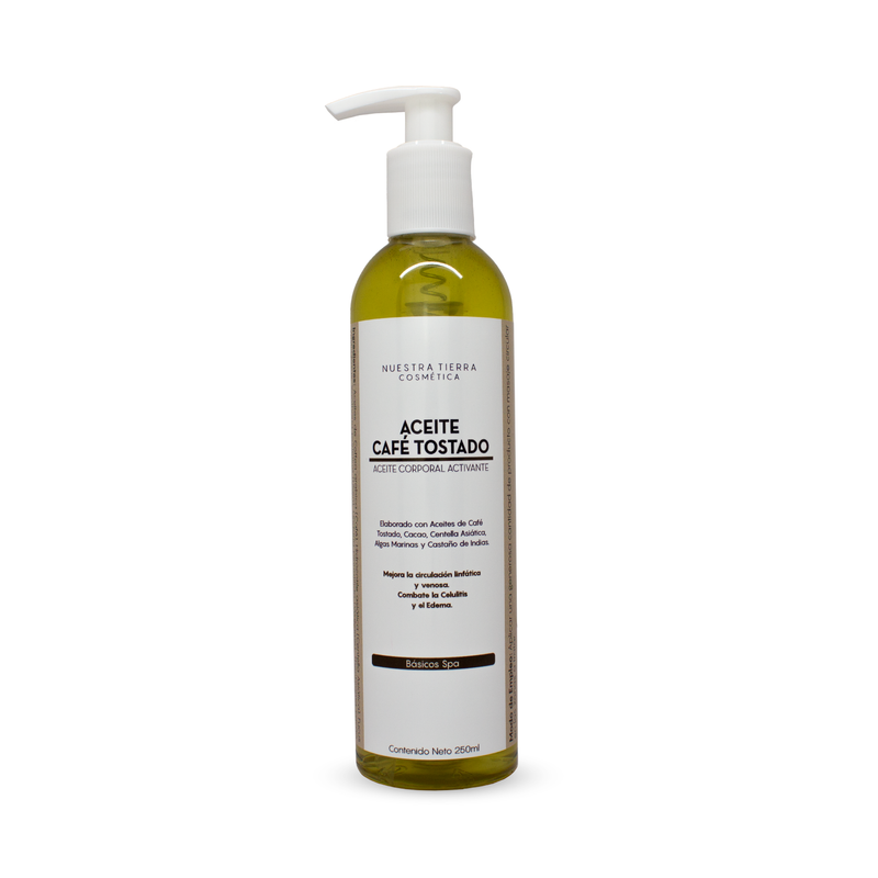 Cafe Tostado Aceite Corporal Drenante ideal para combatir la piel de naranja