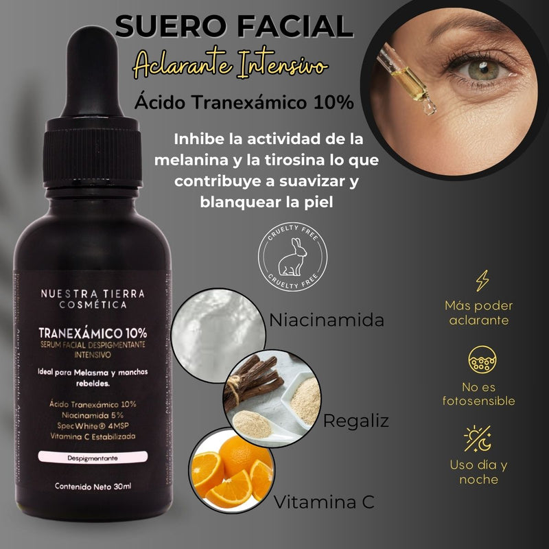 Suero Aclarante Acido Tranexamico 10% para melasma y manchas rebeldes