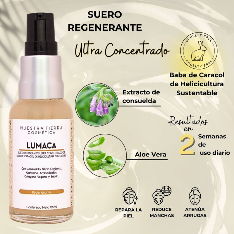 Suero Regenerante de Baba de Caracol Sustentable Ideal para paño y pecas