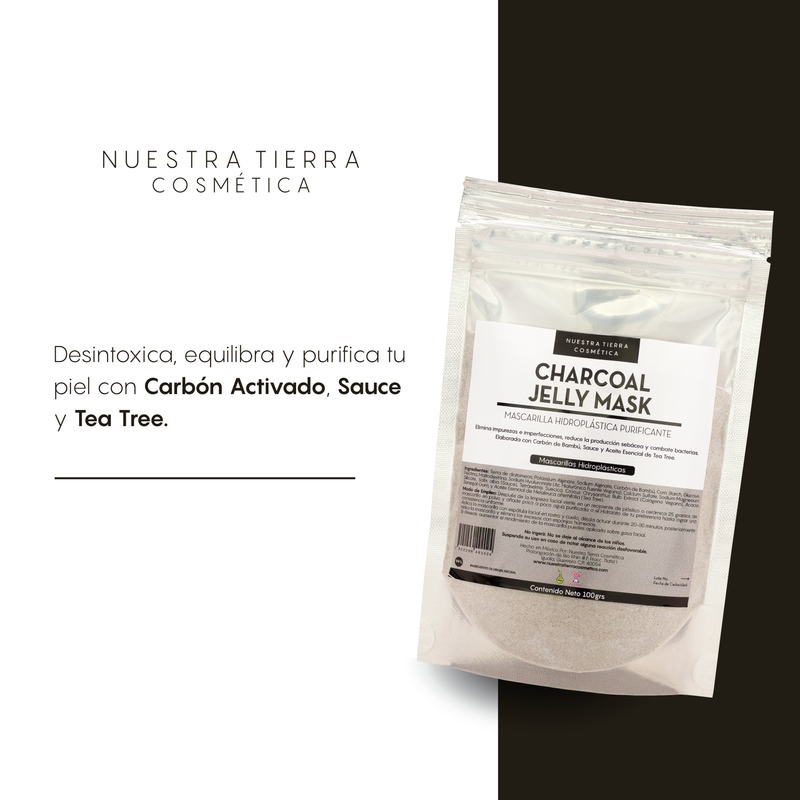 Charcoal Mascarilla Hidro-Plastica Purificante con Carbon Activado, Sauce y Tea Tree