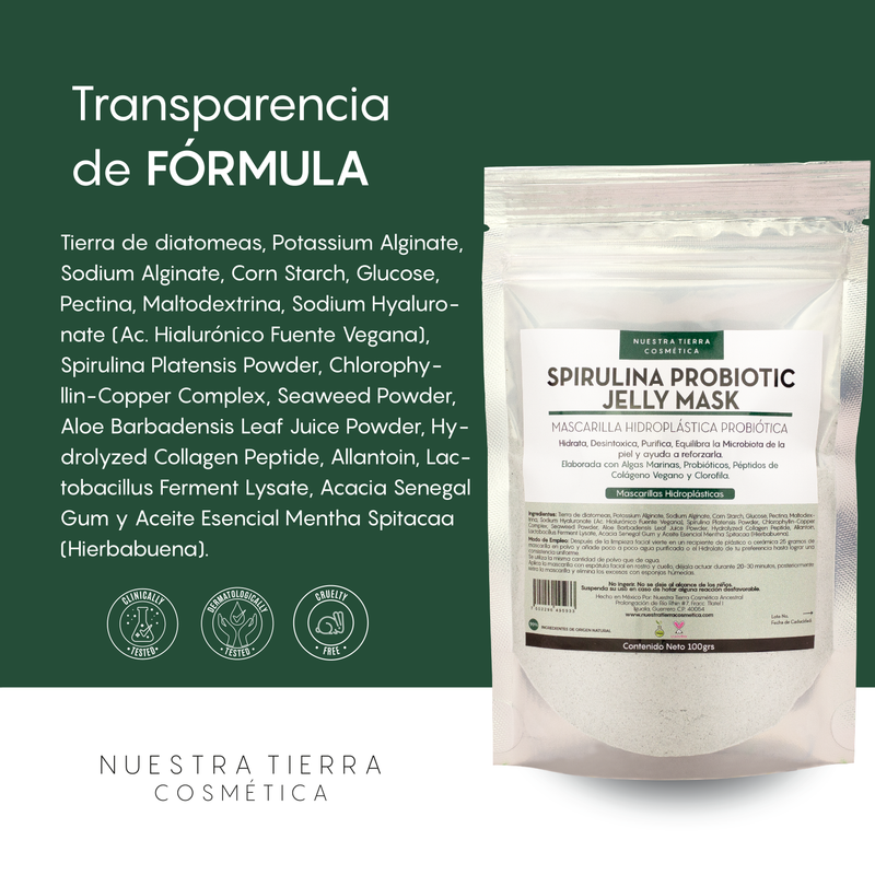 Spirulina Probiotic Jelly Mask- Mascarilla Hidroplastica con Spirulina y Probioticos