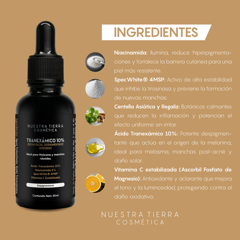 Suero Aclarante Acido Tranexamico 10% para melasma y manchas rebeldes