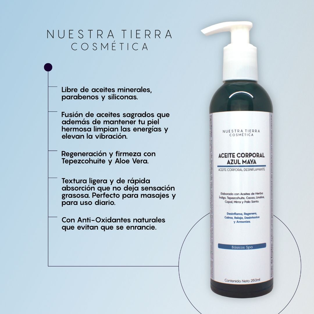 Aceite Corporal Azul Maya - Nuestra Tierra Cosmética Ancestral