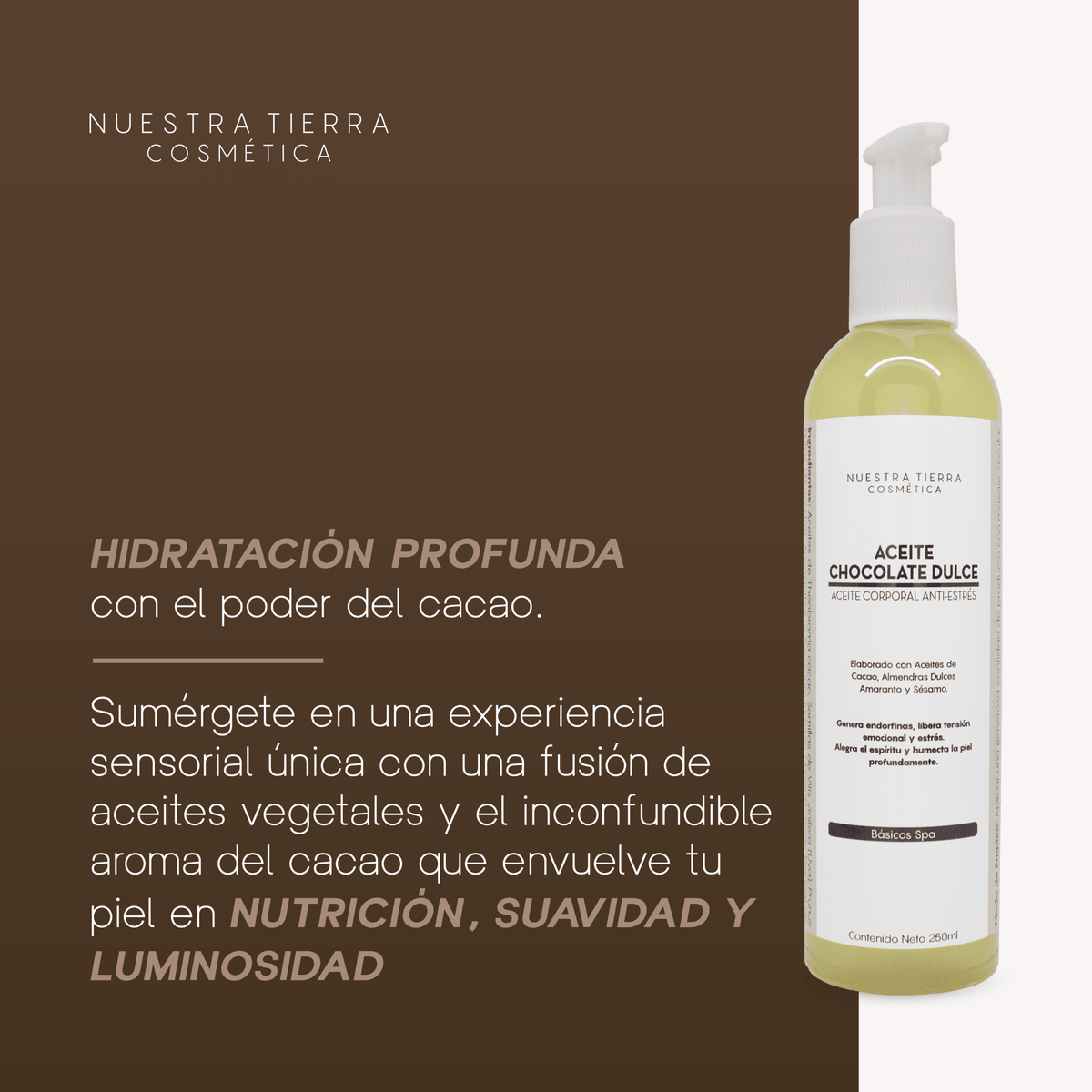 Aceite Corporal Chocolate Dulce - Nuestra Tierra Cosmética Ancestral