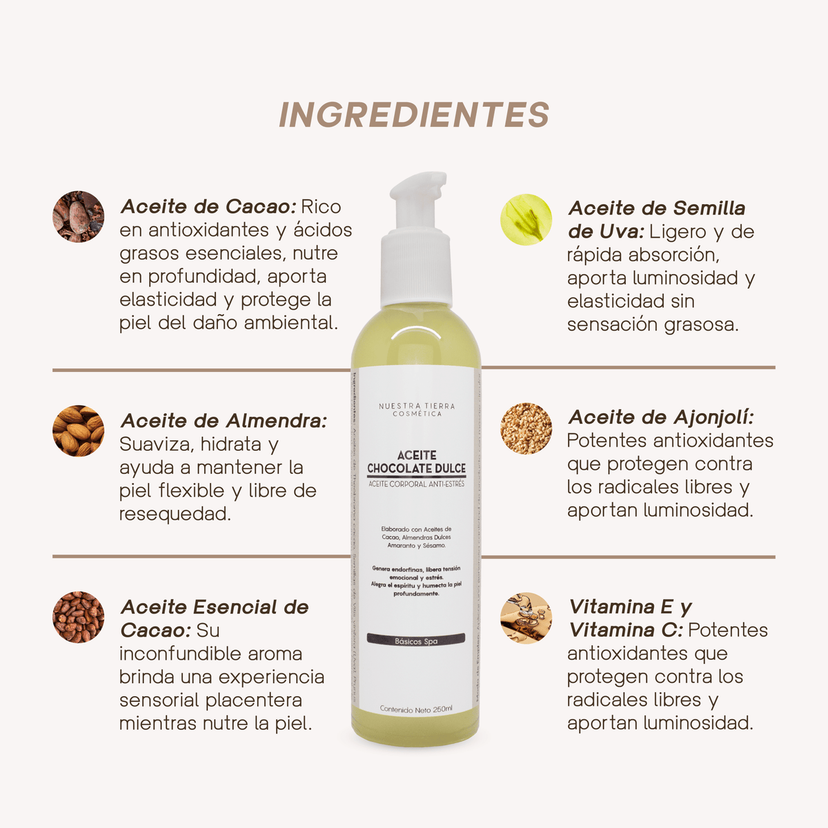 Aceite Corporal Chocolate Dulce - Nuestra Tierra Cosmética Ancestral