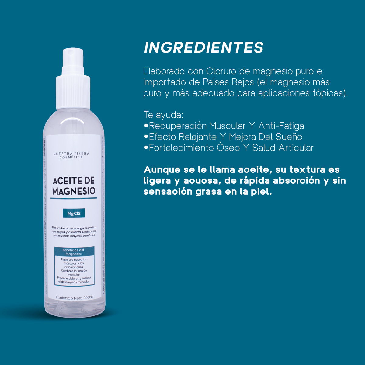 Aceite De Magnesio - Nuestra Tierra Cosmética Ancestral