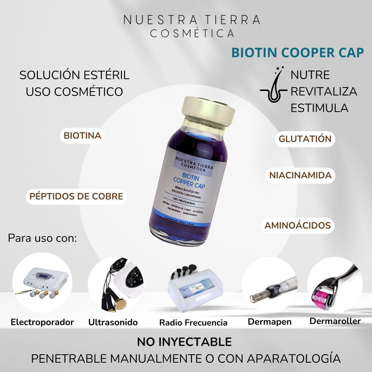 Biotin Cooper Cap Vial - Vial para estimular el Crecimiento del Cabello - Nuestra Tierra Cosmética Ancestral