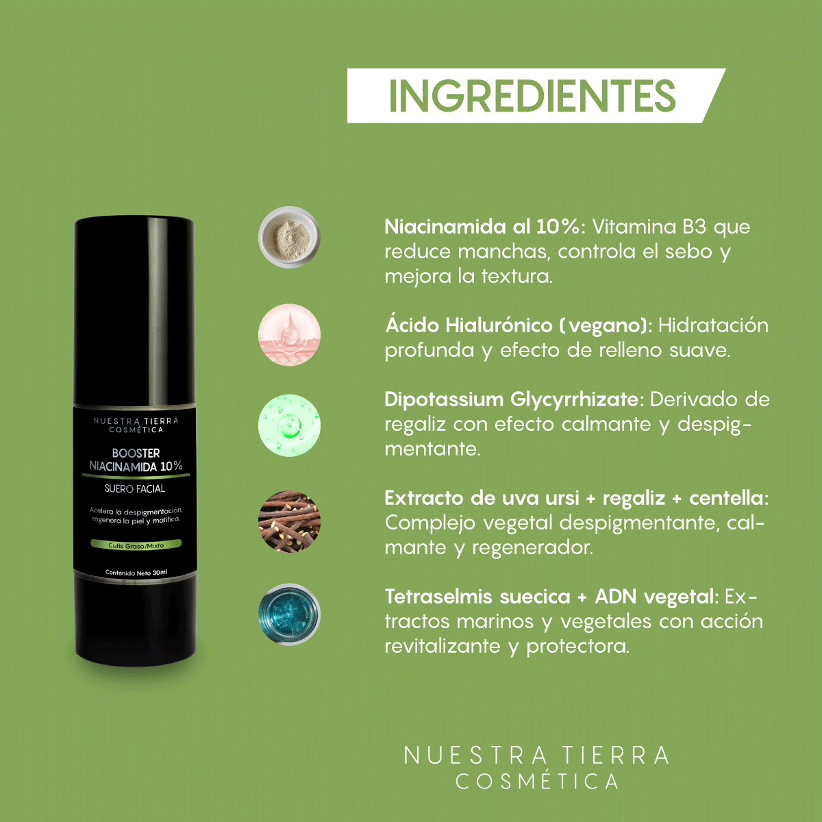 Booster Niacinamida 10% Cutis Graso Mixto - Nuestra Tierra Cosmética Ancestral