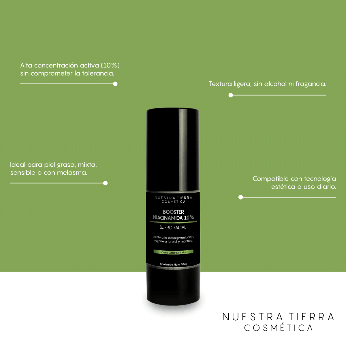 Booster Niacinamida 10% Cutis Graso Mixto - Nuestra Tierra Cosmética Ancestral