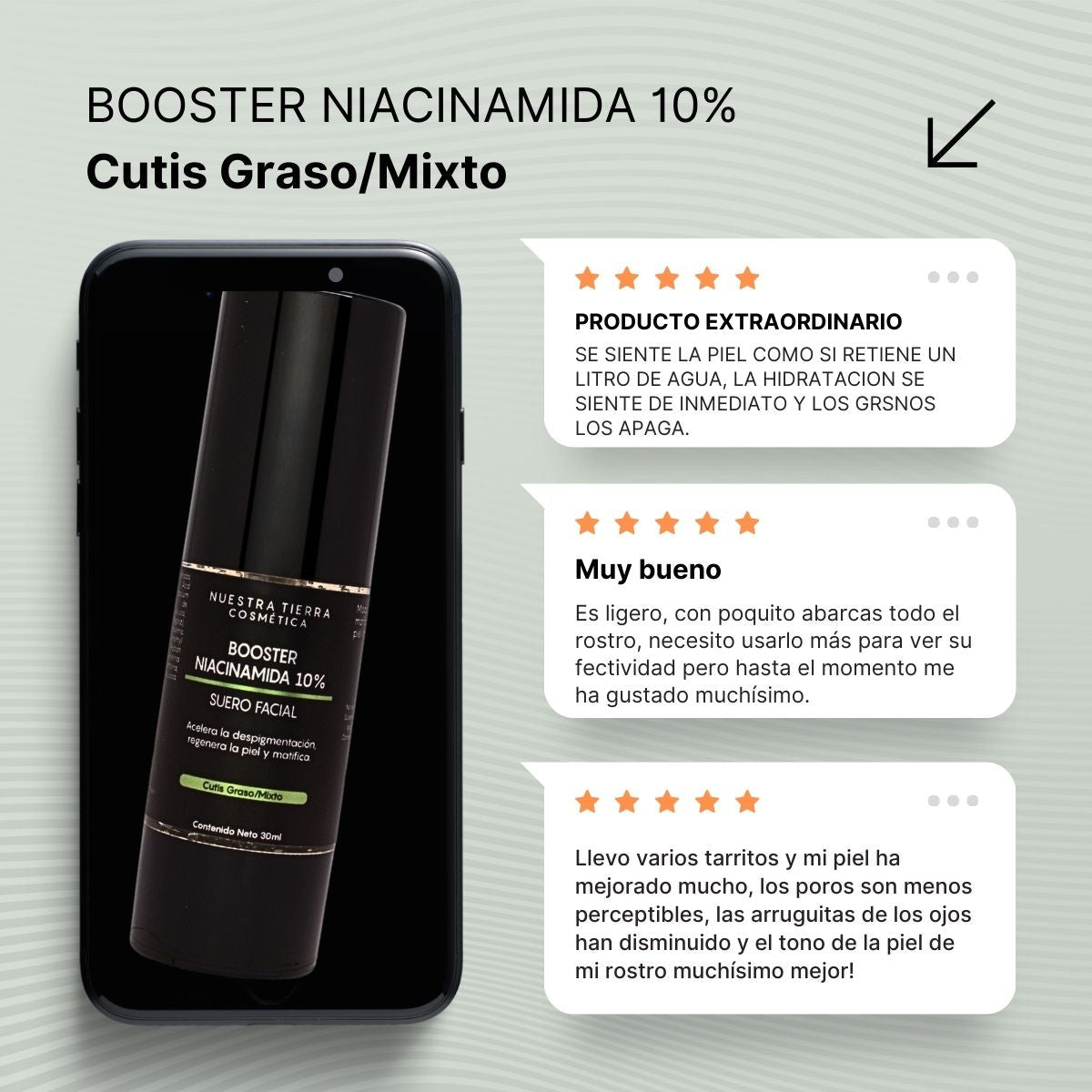Booster Niacinamida 10% Cutis Graso Mixto - Nuestra Tierra Cosmética Ancestral