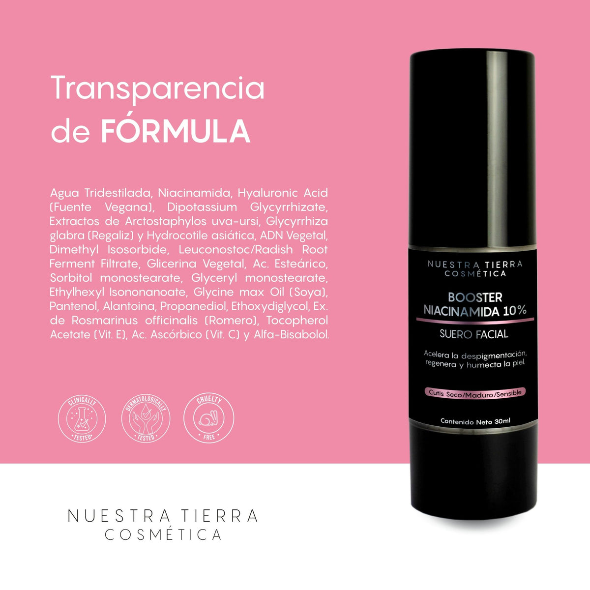 Booster Niacinamida 10% Cutis Seco/Maduro/Sensible - Nuestra Tierra Cosmética Ancestral