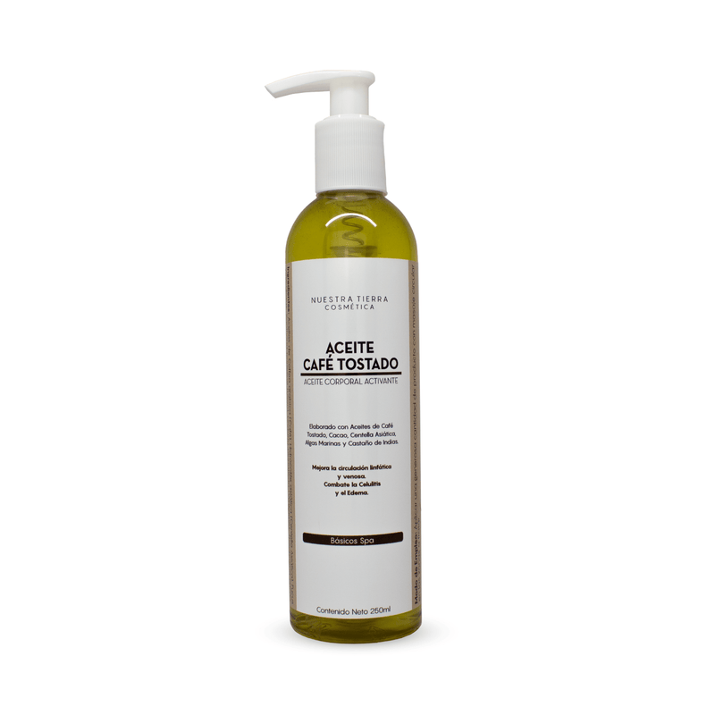 Cafe Tostado Aceite Corporal Drenante ideal para combatir la piel de naranja - Nuestra Tierra Cosmética Ancestral
