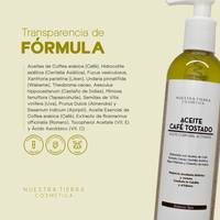Cafe Tostado Aceite Corporal Drenante ideal para combatir la piel de naranja - Nuestra Tierra Cosmética Ancestral