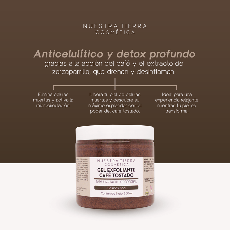 Cafe Tostado Exfoliante Anti - celulitis y Descongestionante - Nuestra Tierra Cosmética Ancestral