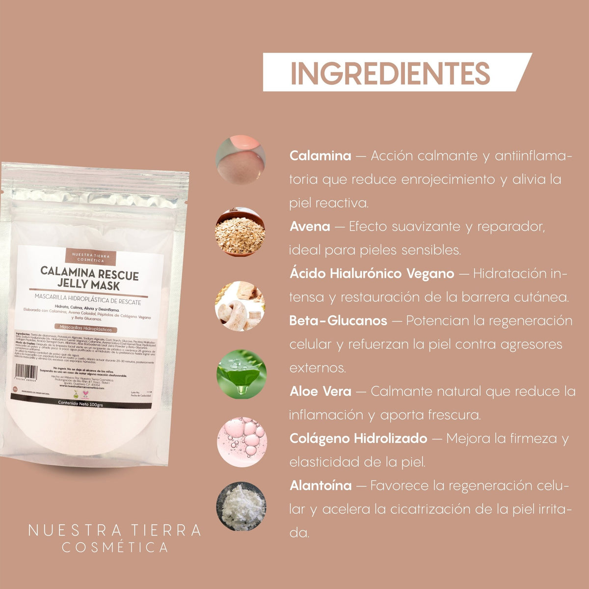 Calamina Rescue Jelly Mask - Mascarilla Hidroplastica con Calamina - Nuestra Tierra Cosmética Ancestral
