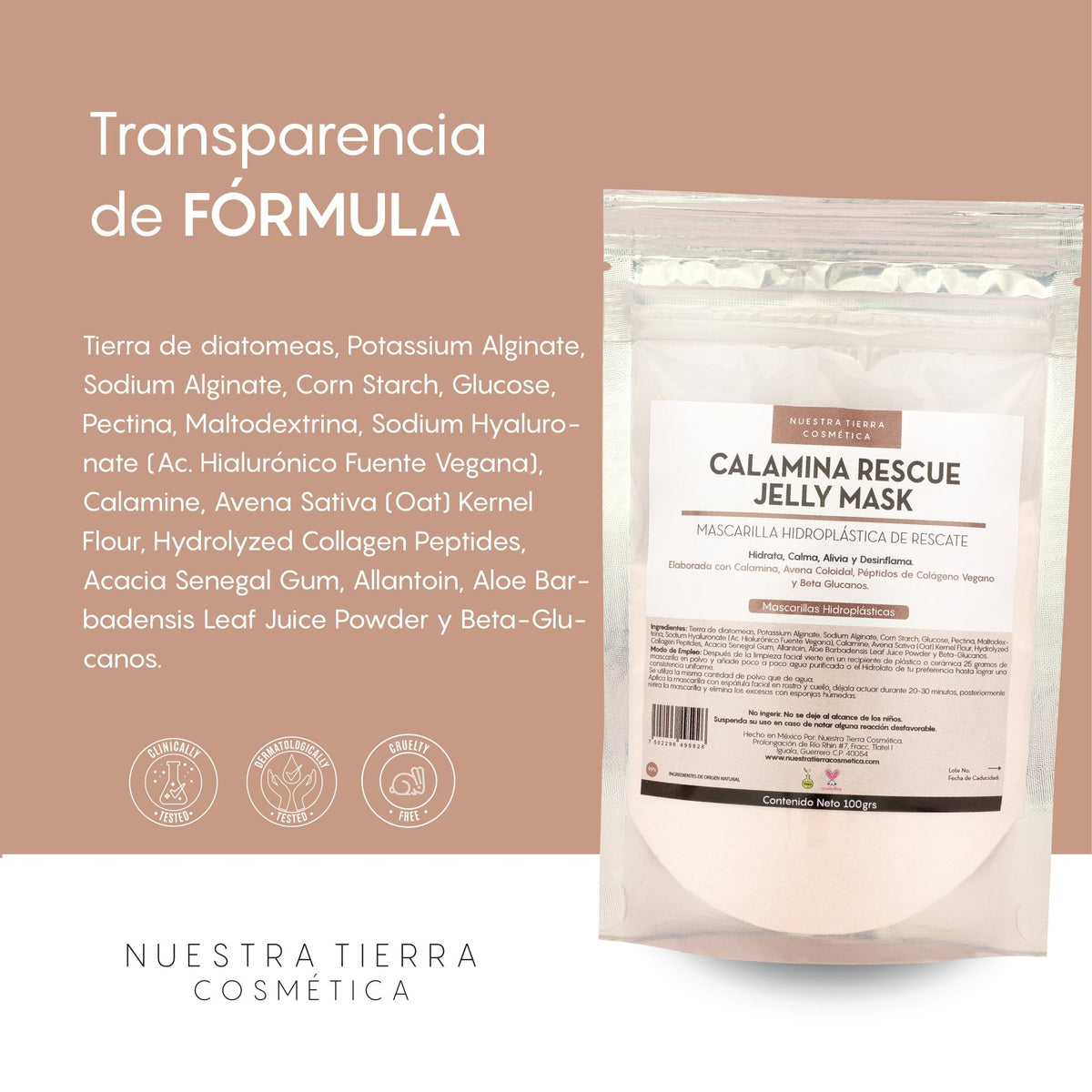 Calamina Rescue Jelly Mask - Mascarilla Hidroplastica con Calamina - Nuestra Tierra Cosmética Ancestral