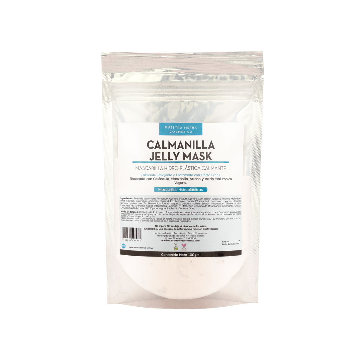 Calmanilla Mascarilla Hidro - Plastica con Caléndula y Manzanilla - Nuestra Tierra Cosmética Ancestral