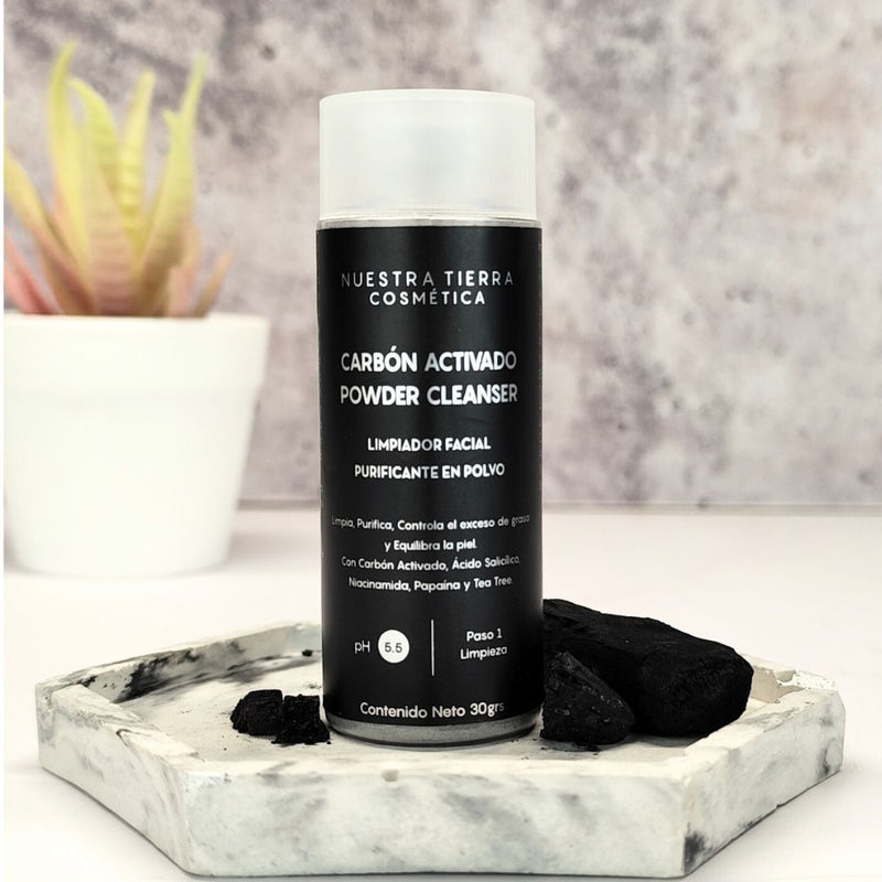Carbon Activado Powder Cleanser - Limpiador facial en polvo - Nuestra Tierra Cosmética Ancestral