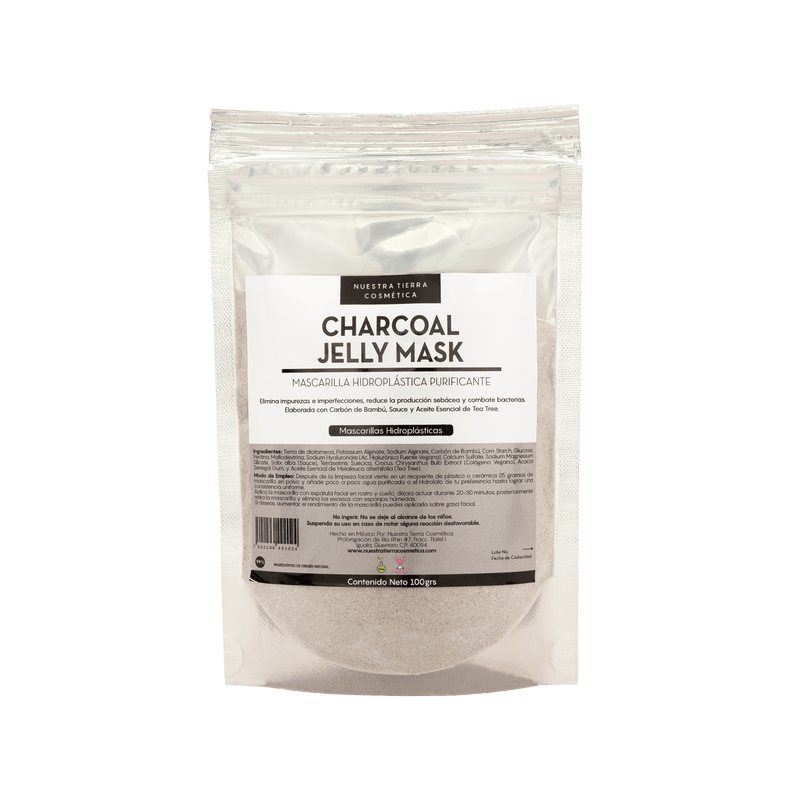 Charcoal Mascarilla Hidro - Plastica Purificante con Carbon Activado, Sauce y Tea Tree - Nuestra Tierra Cosmética Ancestral