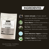 Charcoal Mascarilla Hidro - Plastica Purificante con Carbon Activado, Sauce y Tea Tree - Nuestra Tierra Cosmética Ancestral