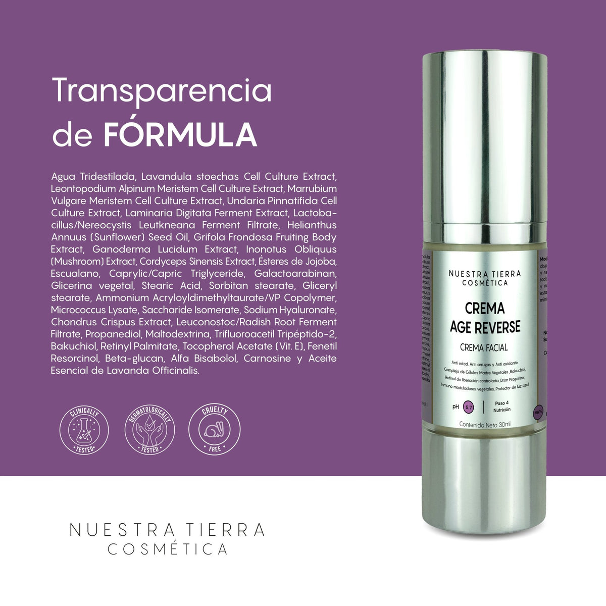 Crema Anti - arrugas Age Reverse Bakuchiol - Nuestra Tierra Cosmética Ancestral