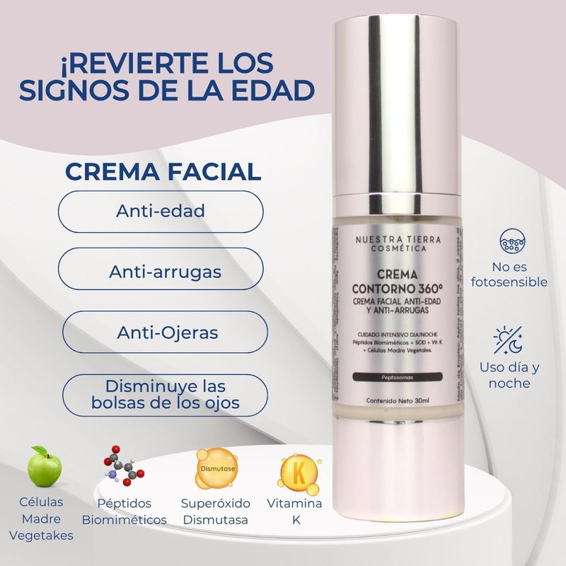 Crema Contorno 360° Anti - edad con péptidos - Nuestra Tierra Cosmética Ancestral
