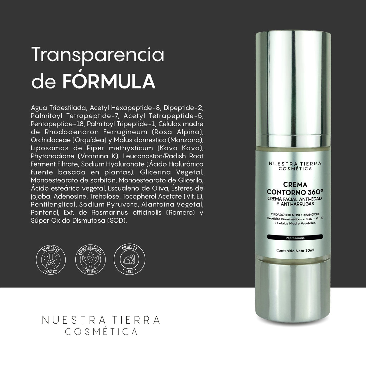 Crema Contorno 360° Anti - edad con péptidos - Nuestra Tierra Cosmética Ancestral