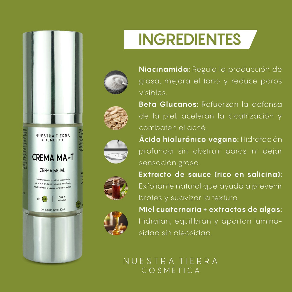 Crema Matificante para cutis graso/mixto - Nuestra Tierra Cosmética Ancestral