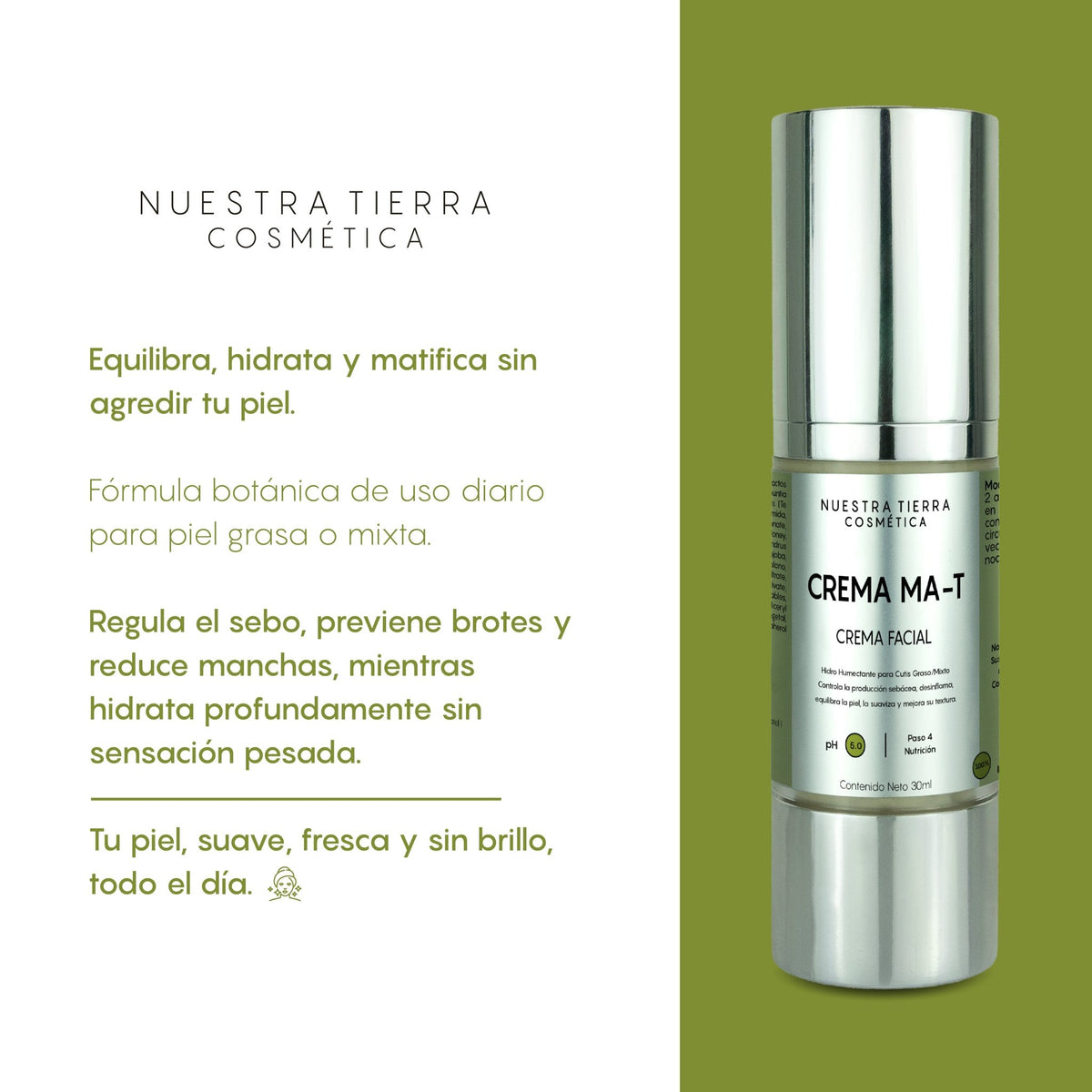 Crema Matificante para cutis graso/mixto - Nuestra Tierra Cosmética Ancestral