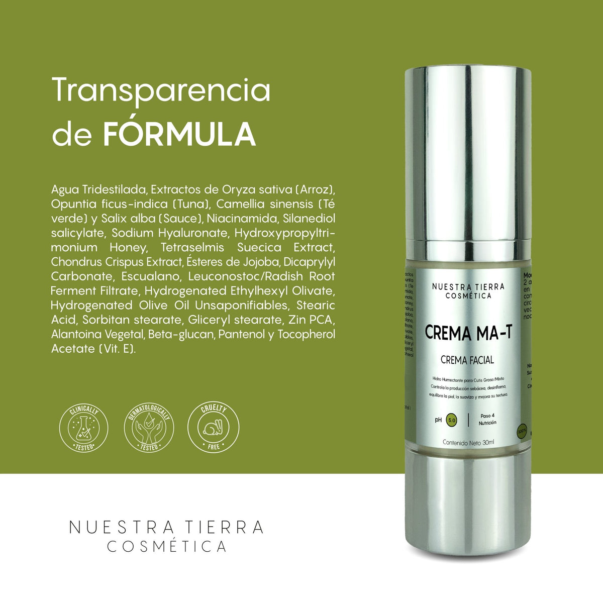 Crema Matificante para cutis graso/mixto - Nuestra Tierra Cosmética Ancestral