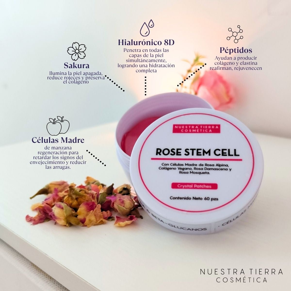 Crystal Patches Rose Stem Cell ✨ Células Madre + Péptidos Anti - edad - Nuestra Tierra Cosmética Ancestral