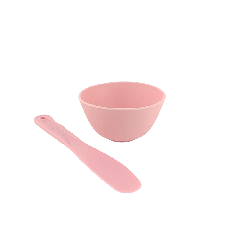 Cuenco de silicona flexible Rosa con espátula - Nuestra Tierra Cosmética Ancestral