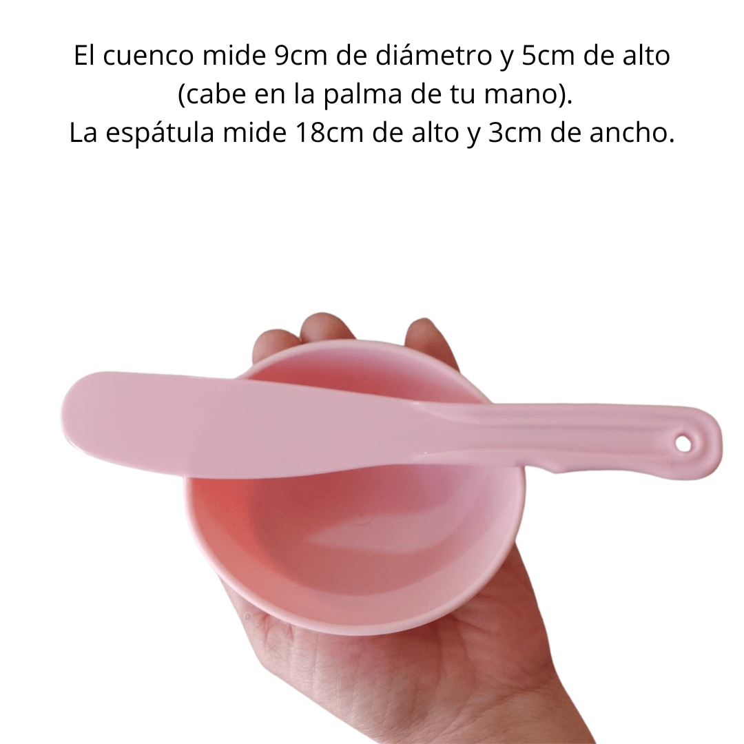 Cuenco de silicona flexible Rosa con espátula - Nuestra Tierra Cosmética Ancestral