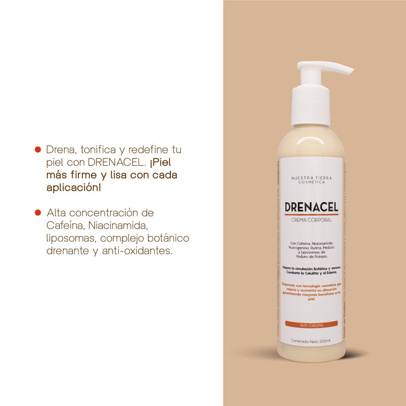 Drenacel Crema Anticelulitis Con Cafeina Al 6% - Nuestra Tierra Cosmética Ancestral