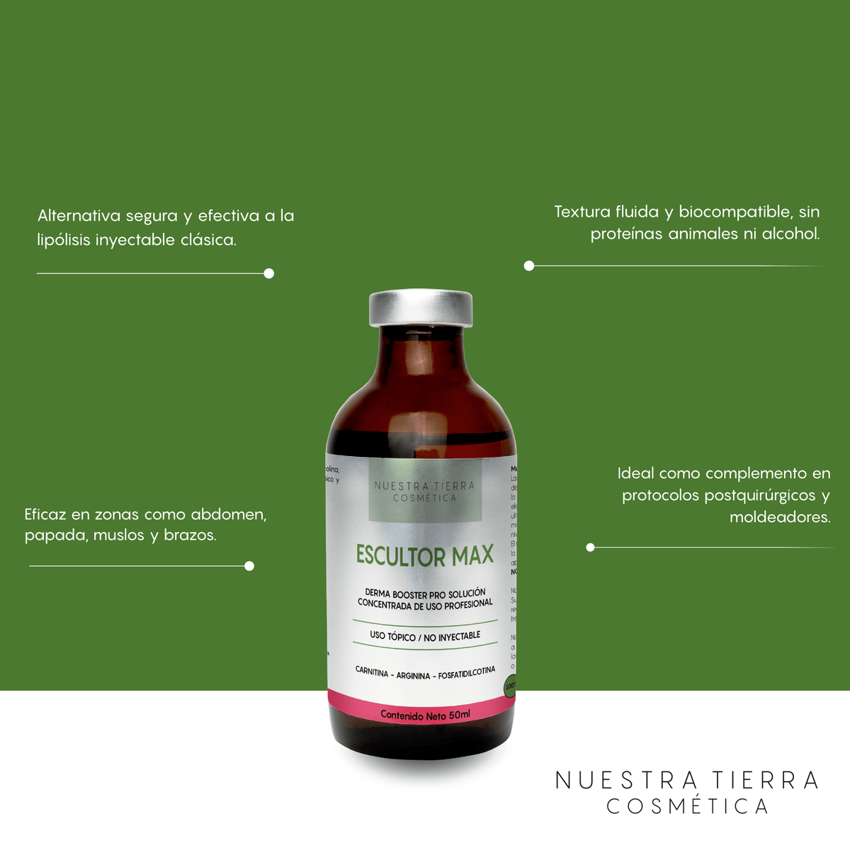 Escultor Max Solución Concentrada Reductiva Anti - Celulitis Vial - Nuestra Tierra Cosmética Ancestral