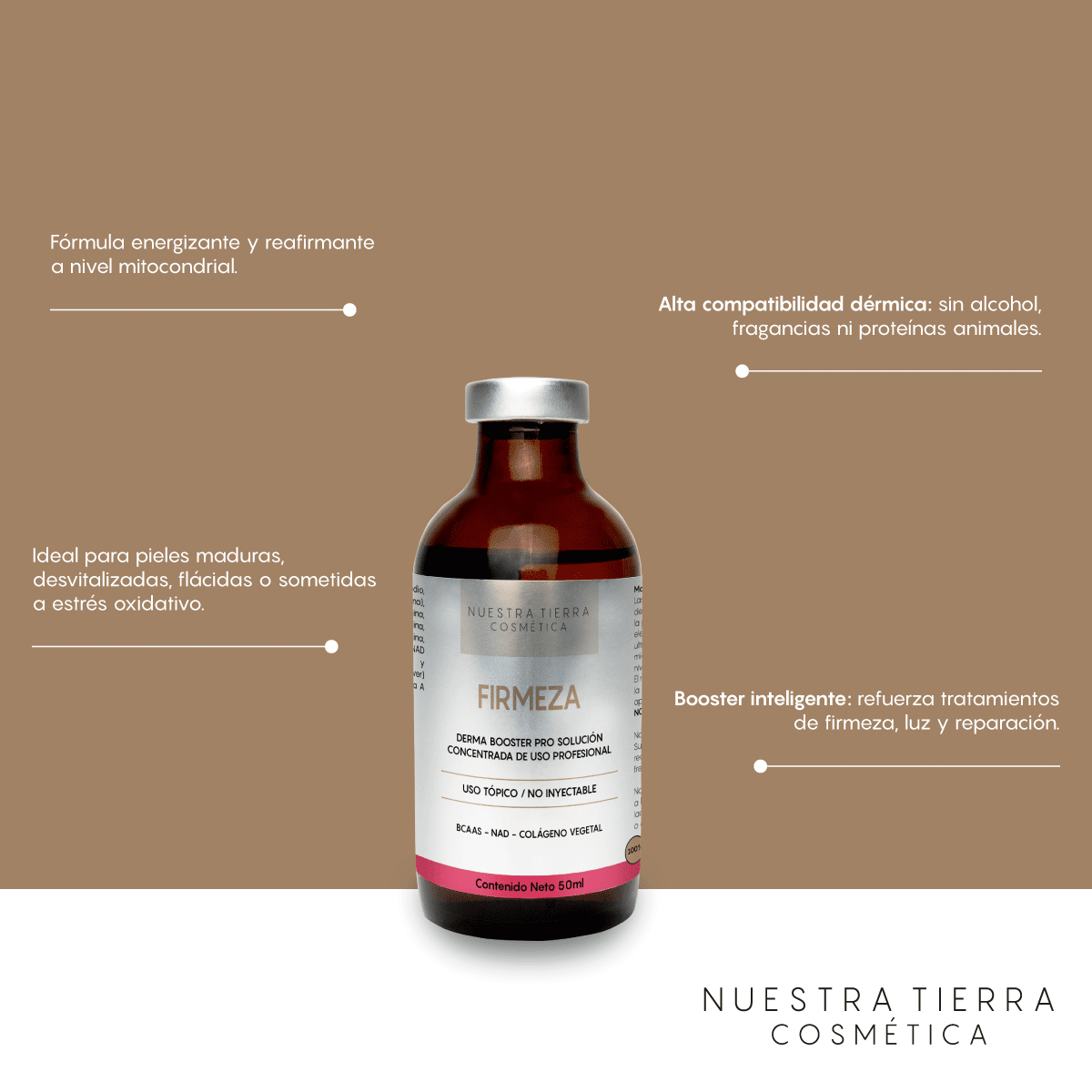 Firmeza Solucion Concentrada Reafirmante y Estimulante Muscular Vial - Nuestra Tierra Cosmética Ancestral