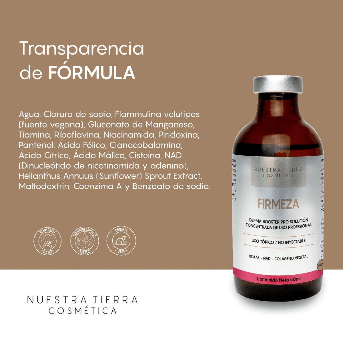 Firmeza Solucion Concentrada Reafirmante y Estimulante Muscular Vial - Nuestra Tierra Cosmética Ancestral