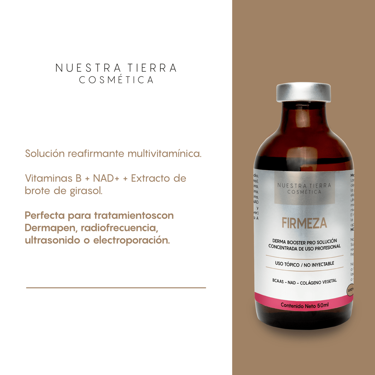 Firmeza Solucion Concentrada Reafirmante y Estimulante Muscular Vial - Nuestra Tierra Cosmética Ancestral
