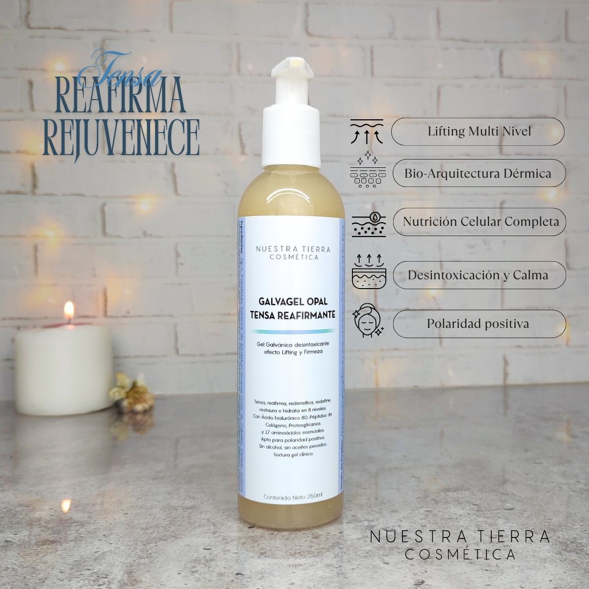 Galvagel Opal Gel Galvanico Tensa Reafirmante - Nuestra Tierra Cosmética Ancestral