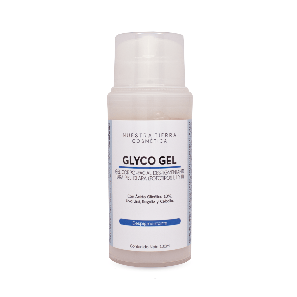 Glyco Gel Despigmentante Piel Clara con Acido Glicolico al 10% - Nuestra Tierra Cosmética Ancestral
