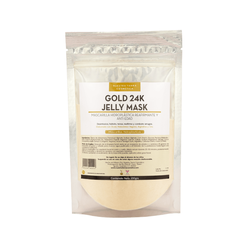 Gold 24K Mascarilla Hidro - Plastica Reafirmante y Anti - Edad con Oro y Argirelina - Nuestra Tierra Cosmética Ancestral