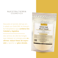 Gold 24K Mascarilla Hidro - Plastica Reafirmante y Anti - Edad con Oro y Argirelina - Nuestra Tierra Cosmética Ancestral