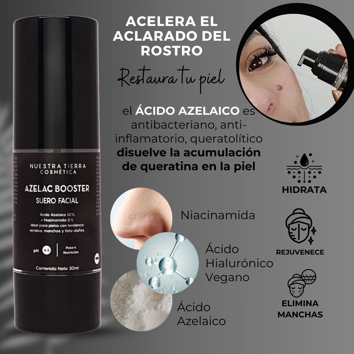 Kit Black Booster Azelaico 10% + Tranexamico 10% para Manchas Rebeldes - Nuestra Tierra Cosmética Ancestral