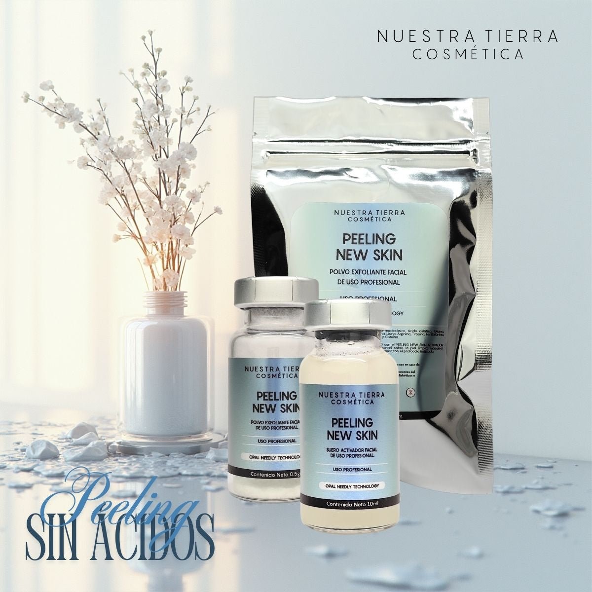 Kit Peeling New Skin Nueva Piel en 7 días sin ácidos Opal Needle Technology - Nuestra Tierra Cosmética Ancestral