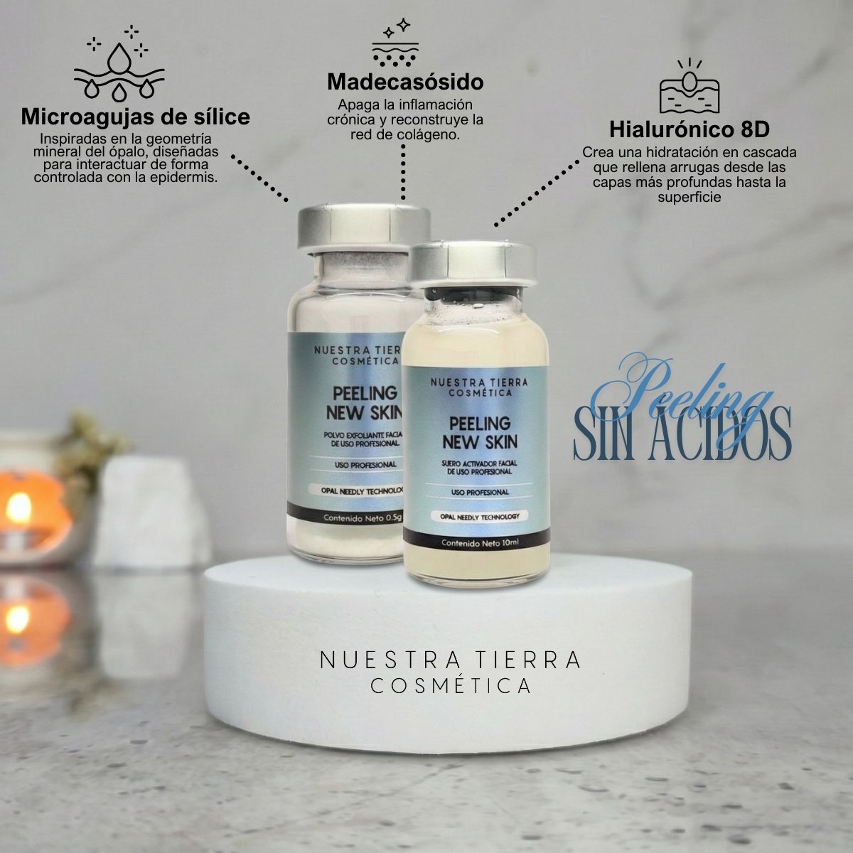 Kit Peeling New Skin Nueva Piel en 7 días sin ácidos Opal Needle Technology - Nuestra Tierra Cosmética Ancestral