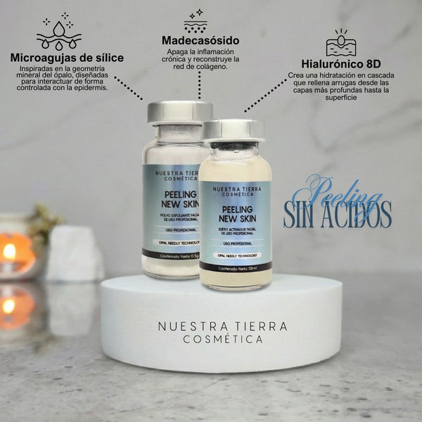 Kit Peeling New Skin Nueva Piel en 7 días sin ácidos Opal Needle Technology - Nuestra Tierra Cosmética Ancestral