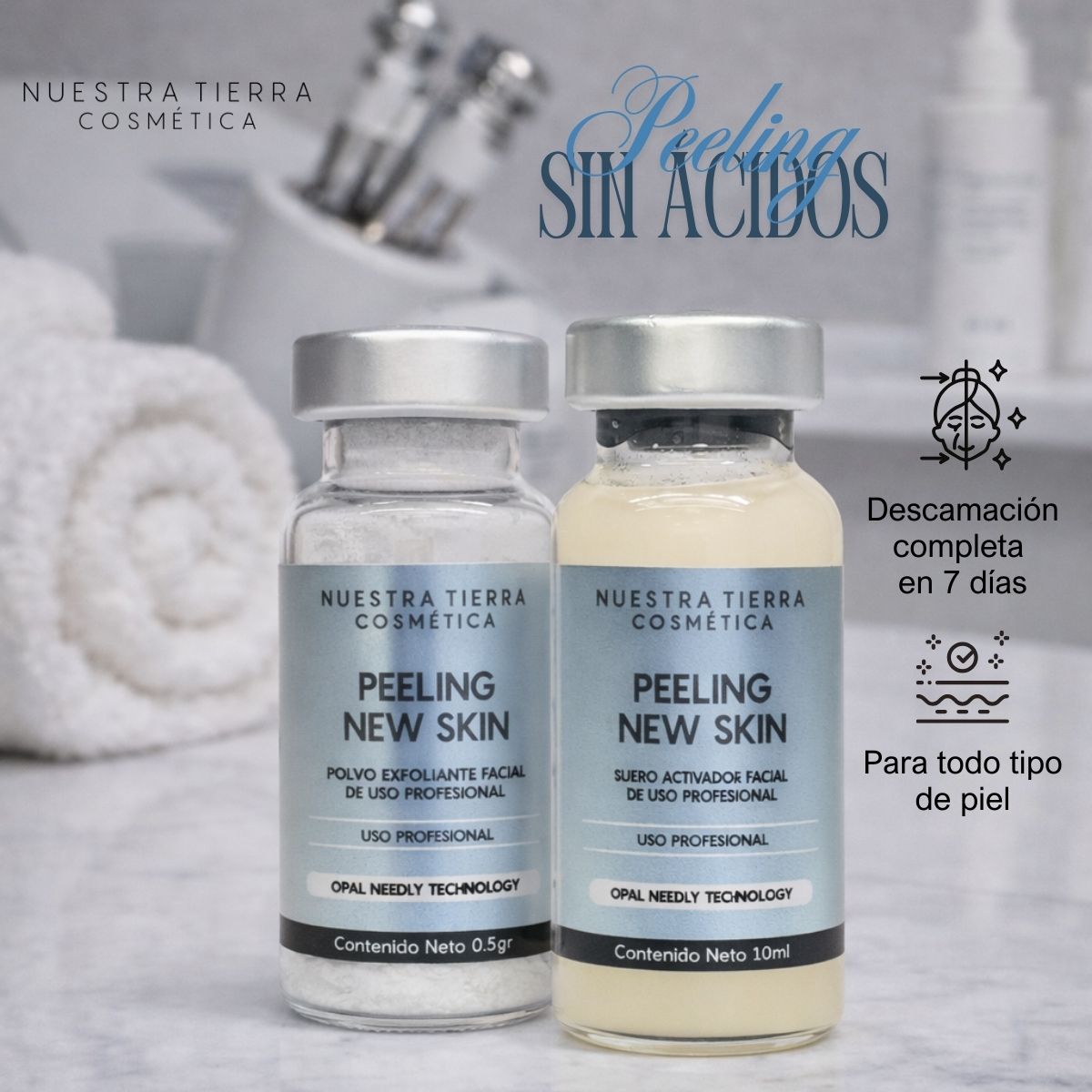 Kit Peeling New Skin Nueva Piel en 7 días sin ácidos Opal Needle Technology - Nuestra Tierra Cosmética Ancestral