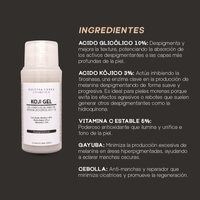 Koji Gel Despigmentante para piel morena con Ac. Glicolico, Kojico y Vit. C - Nuestra Tierra Cosmética Ancestral