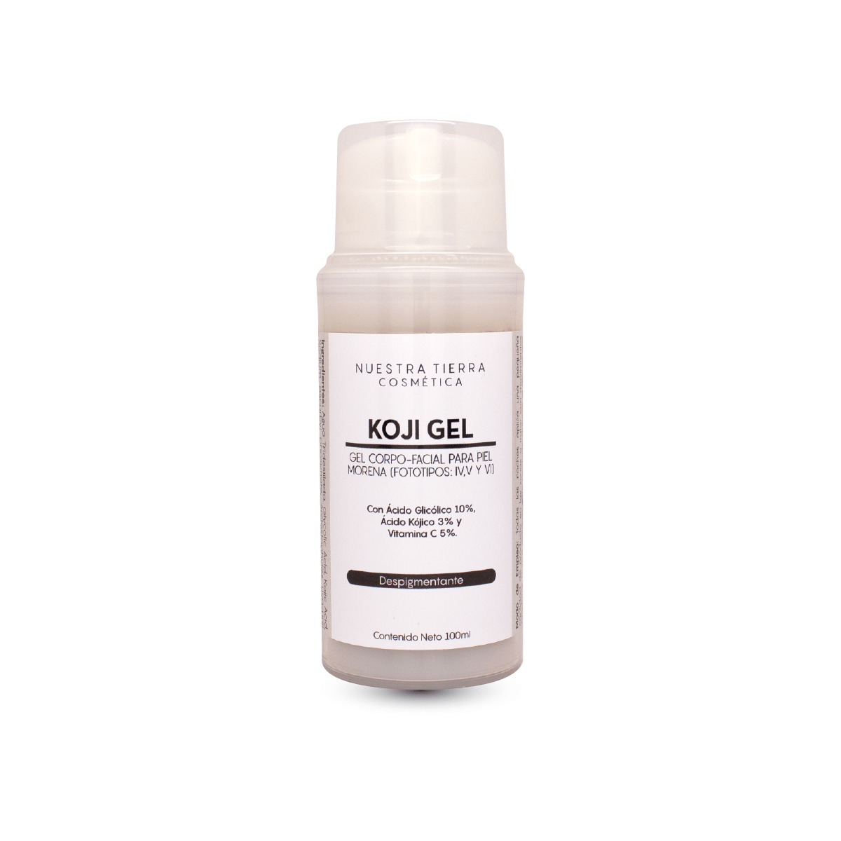 Koji Gel Despigmentante para piel morena con Ac. Glicolico, Kojico y Vit. C - Nuestra Tierra Cosmética Ancestral